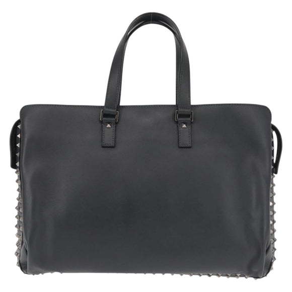 VALENTINO Business Bag Leather Gray Silver Auth bs29682