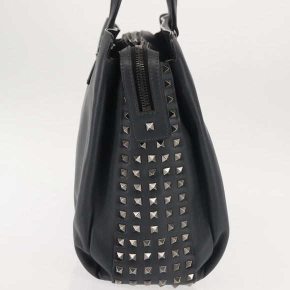 VALENTINO Business Bag Leather Gray Silver Auth bs29682