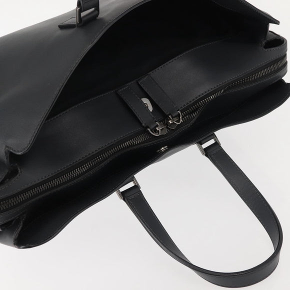 VALENTINO Business Bag Leather Gray Silver Auth bs29682