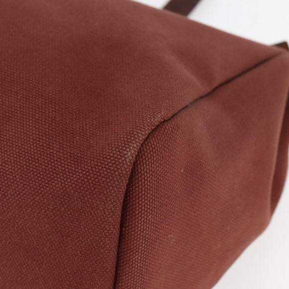 HERMES Herbag Cabas GM Tote Bag Canvas Leather Brown Gold Auth bs29683