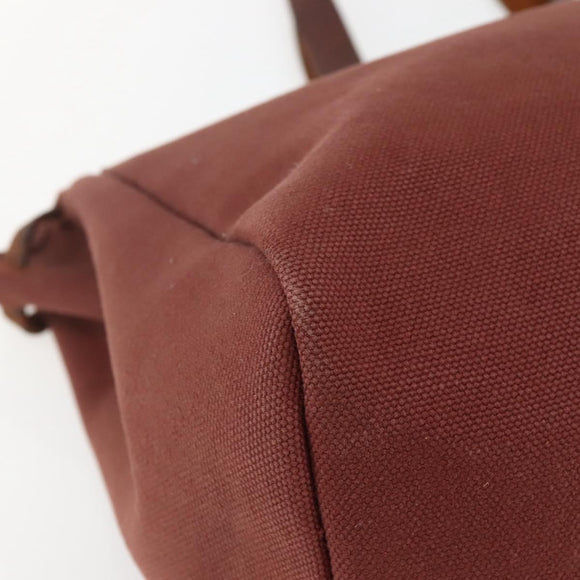 HERMES Herbag Cabas GM Tote Bag Canvas Leather Brown Gold Auth bs29683