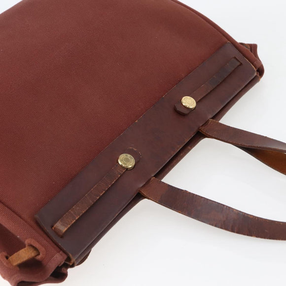 HERMES Herbag Cabas GM Tote Bag Canvas Leather Brown Gold Auth bs29683