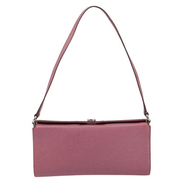Salvatore Ferragamo Gancini Shoulder Pouch Leather Pink Silver Auth bs29685 - 0