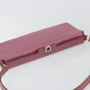 Salvatore Ferragamo Gancini Shoulder Pouch Leather Pink Silver Auth bs29685-6