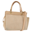 CELINE Shoulder Bag Suede Leather 2way Beige Gold Auth bs29686-1