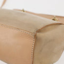 CELINE Shoulder Bag Suede Leather 2way Beige Gold Auth bs29686-15