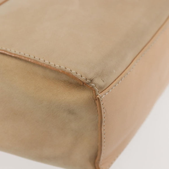 CELINE Shoulder Bag Suede Leather 2way Beige Gold Auth bs29686