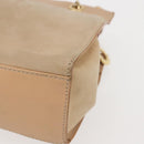 CELINE Shoulder Bag Suede Leather 2way Beige Gold Auth bs29686-17