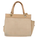 CELINE Shoulder Bag Suede Leather 2way Beige Gold Auth bs29686-13