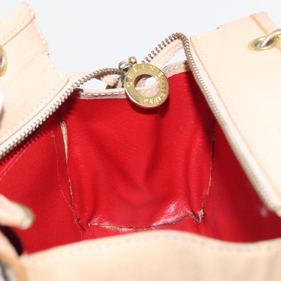 CELINE Shoulder Bag Suede Leather 2way Beige Gold Auth bs29686