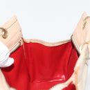 CELINE Shoulder Bag Suede Leather 2way Beige Gold Auth bs29686-21