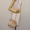 CELINE Shoulder Bag Suede Leather 2way Beige Gold Auth bs29686-23