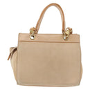 CELINE Shoulder Bag Suede Leather 2way Beige Gold Auth bs29686-2