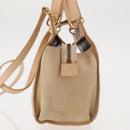 CELINE Shoulder Bag Suede Leather 2way Beige Gold Auth bs29686-3
