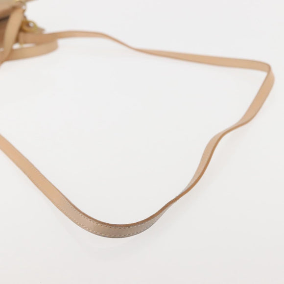 CELINE Shoulder Bag Suede Leather 2way Beige Gold Auth bs29686