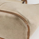 HERMES Kabak Elan PM Shoulder Bag Canvas Leather Beige Brown Silver Auth bs29688-10