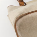 HERMES Kabak Elan PM Shoulder Bag Canvas Leather Beige Brown Silver Auth bs29688-15