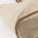 HERMES Kabak Elan PM Shoulder Bag Canvas Leather Beige Brown Silver Auth bs29688-17