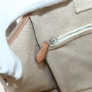 HERMES Kabak Elan PM Shoulder Bag Canvas Leather Beige Brown Silver Auth bs29688-18