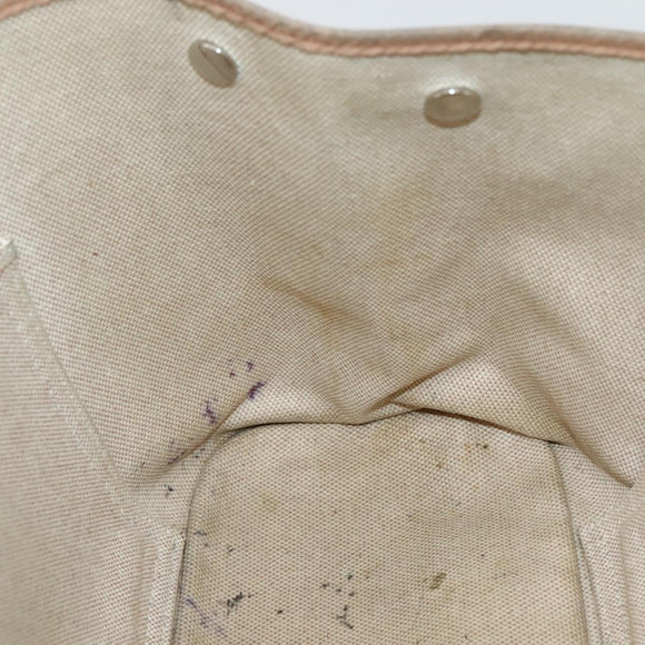 HERMES Kabak Elan PM Shoulder Bag Canvas Leather Beige Brown Silver Auth bs29688