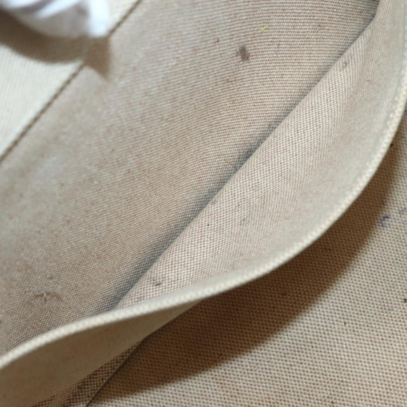 HERMES Kabak Elan PM Shoulder Bag Canvas Leather Beige Brown Silver Auth bs29688