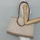 HERMES Kabak Elan PM Shoulder Bag Canvas Leather Beige Brown Silver Auth bs29688-22