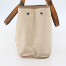 HERMES Kabak Elan PM Shoulder Bag Canvas Leather Beige Brown Silver Auth bs29688-3