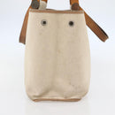HERMES Kabak Elan PM Shoulder Bag Canvas Leather Beige Brown Silver Auth bs29688-4