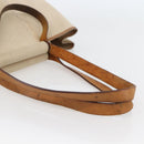 HERMES Kabak Elan PM Shoulder Bag Canvas Leather Beige Brown Silver Auth bs29688-7