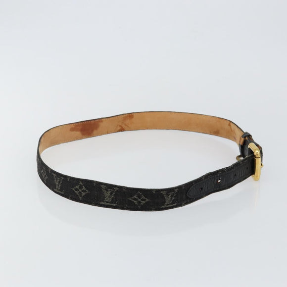 LOUIS VUITTON Monogram Denim Ceinture Belt 41.3"" Black M6972W LV Auth bs29692