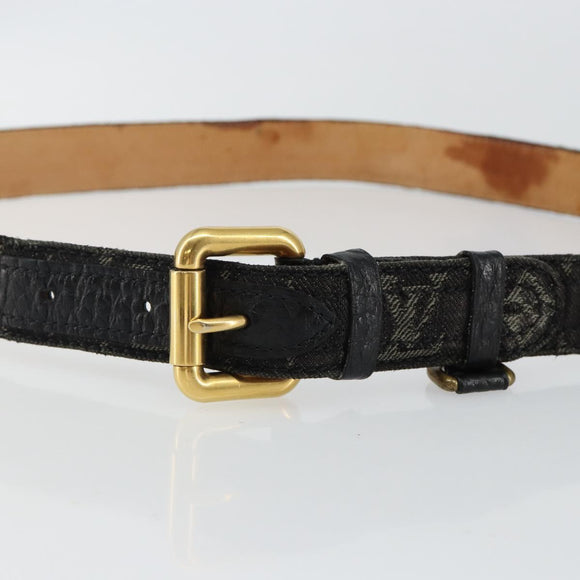 LOUIS VUITTON Monogram Denim Ceinture Belt 41.3"" Black M6972W LV Auth bs29692