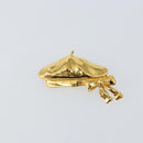 CHANEL Beret Brooch metal Gold Tone CC Auth bs29695-2