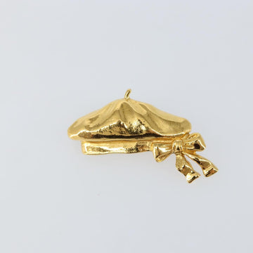 CHANEL Beret Brooch metal Gold Tone CC Auth bs29695 - 0