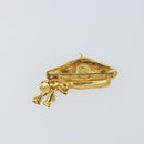 CHANEL Beret Brooch metal Gold Tone CC Auth bs29695-3