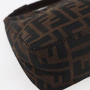 FENDI Hand Pouch Zucca Canvas Black Brown Auth bs29696-15