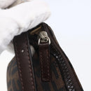 FENDI Hand Pouch Zucca Canvas Black Brown Auth bs29696-17