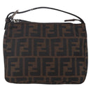 FENDI Hand Pouch Zucca Canvas Black Brown Auth bs29696-13