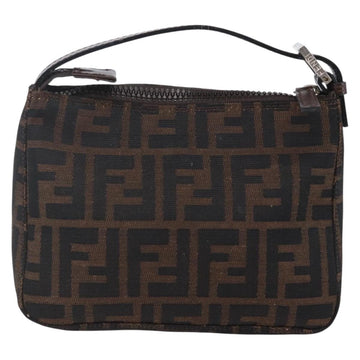 FENDI Hand Pouch Zucca Canvas Black Brown Auth bs29696 - 0