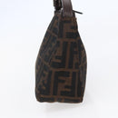 FENDI Hand Pouch Zucca Canvas Black Brown Auth bs29696-4