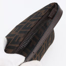 FENDI Hand Pouch Zucca Canvas Black Brown Auth bs29696-5