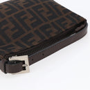 FENDI Hand Pouch Zucca Canvas Black Brown Auth bs29696-6