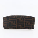 FENDI Hand Pouch Zucca Canvas Black Brown Auth bs29696-8
