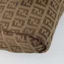 FENDI Zucchino Canvas Pouch Beige Silver Auth bs29698-16