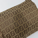 FENDI Zucchino Canvas Pouch Beige Silver Auth bs29698-8