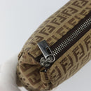 FENDI Zucchino Canvas Pouch Beige Silver Auth bs29698-9