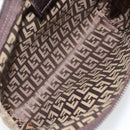 FENDI Zucchino Canvas Pouch Beige Silver Auth bs29698-10