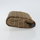 FENDI Zucchino Canvas Pouch Beige Silver Auth bs29698-3