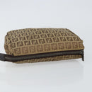 FENDI Zucchino Canvas Pouch Beige Silver Auth bs29698-5