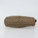 FENDI Zucchino Canvas Pouch Beige Silver Auth bs29698-6