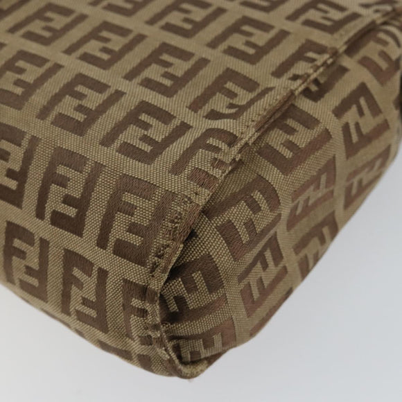 FENDI Zucchino Canvas Pouch Beige Silver Auth bs29698